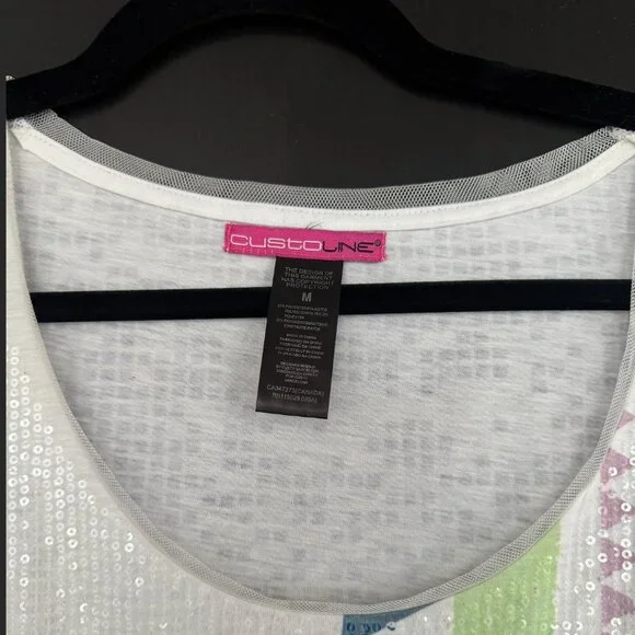 Shiny Sequin A-Line Desigual white mini dress - Picture 3 of 6